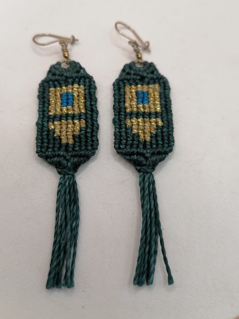 Handmade Macrame Earrings with Inca Geometric Design